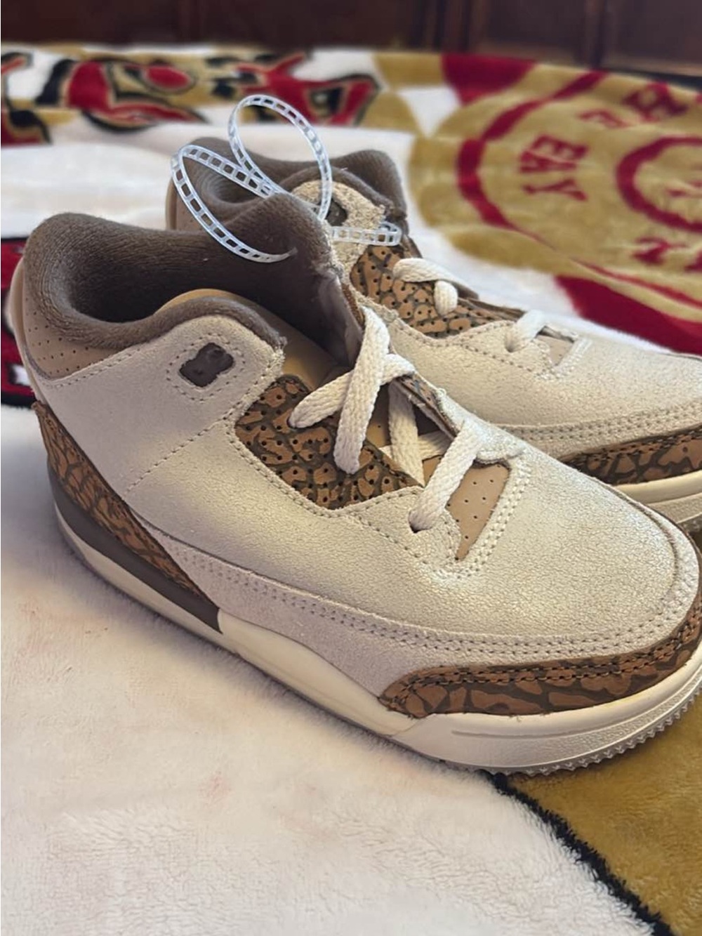 Jordan Kids White and Brown Suede Sneakers